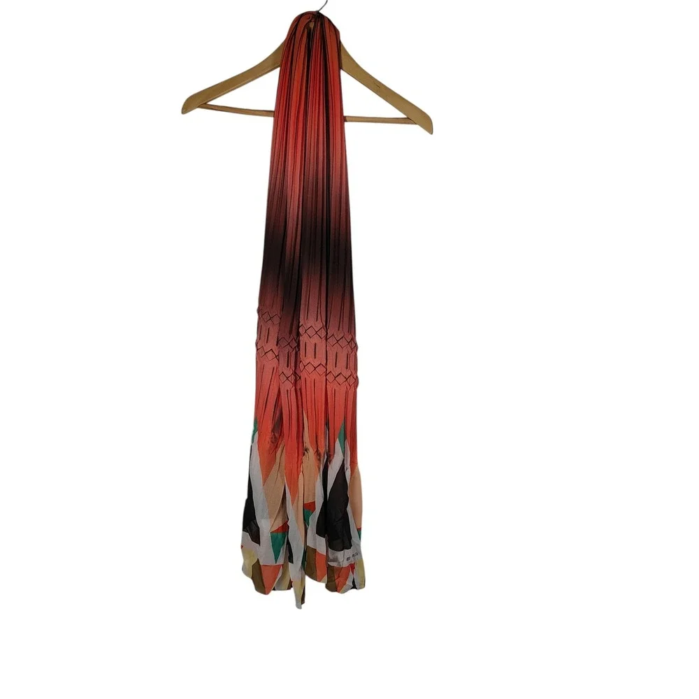 Etro Milano Pleated‎ Geometric Print Scarf Wrap Italy